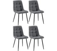 CLP Set di 4 sedie da pranzo Antibes I Sedie da cucina imbottite con rivestimento in velluto I Con protezioni per il pavimento, Colore:grigio scuro