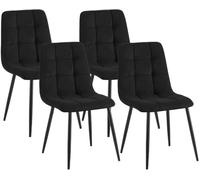 CLP Set di 4 sedie da pranzo imbottite Tilde, sedie da cucina con schienale e gambe in metallo nero, sedie imbottite con portata fino a 150 kg | Colore nero Materiale Cordone