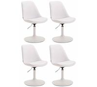CLP Set di 4 sedie da pranzo Maverick in ecopelle I Poltrone regolabili in altezza I Sedie girevoli con base a tromba, Colore:bianco, Colore del telaio:bianco
