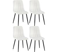CLP Set di 4 sedie Dijon I Velluto I Tessuto I Con cuciture decorative I Con schienale, Colore:bianco crema, Materiale:Velluto