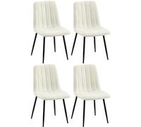CLP Set di 4 sedie Dijon I Velluto I Tessuto I Con cuciture decorative I Con schienale, Colore:crema, Materiale:Stoffa