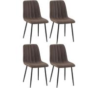 CLP Set di 4 sedie Dijon I Velluto I Tessuto I Con cuciture decorative I Con schienale, Colore:marrone, Materiale:Stoffa