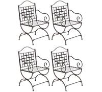 CLP Set Di 4 Sedie In Ferro Lotta In Stile Art Nouveau I Sedie Da Esterno Con Braccioli I Sedie Da Giardino, Colore:bronzo