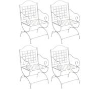 CLP Set Di 4 Sedie In Ferro Lotta In Stile Art Nouveau I Sedie Da Esterno Con Braccioli I Sedie Da Giardino, Colore:antico bianco