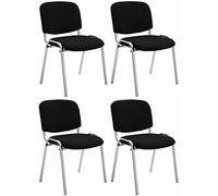 CLP Set Di 4 Sedie Ken Chrome Tessuto I Seduta Imbottita, Colore:nero