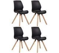 CLP Set di 4 sedie Luna - Scocca in 4 varianti - Seduta imbottita in plastica, tessuto, velluto ed ecopelle, Colore:nero, Materiale:Plastica
