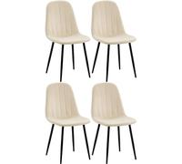 CLP Set di 4 sedie per sala da pranzo Baxter in velluto I Sedia da cucina trapuntata I Sedia imbottita con struttura in metallo, Colore:crema