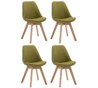 CLP Set di 4 sedie retrò Borneo V2 con rivestimento in tessuto e tappezzeria di alta qualità I Poltrone con struttura in legno, Colore:verde, Colore del telaio:natura