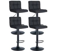 CLP Set di 4 sgabelli da Bar Feni in Similpelle I Sgabello da banco Regolabile in Altezza con poggiapiedi e Schienale, Colore:Nero, Materiale Base:Metallo Nero Opaco