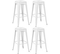 CLP Set di 4 sgabelli da Bar Joshua I Sgabelli da Bar impilabili in Metallo I Sgabelli da Bar con poggiapiedi I Altezza Seduta 76 cm I Sgabello impilabile, Colore:Bianco