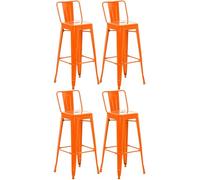 CLP Set 4 Sgabelli Bar In Metallo Mason I Sgabelli Alti Bancone Design Vintage I Sgabelli Industrial Alt. 77 CM, Colore:arancione