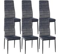 CLP Set di 6 sedie da pranzo Mayfair I Rivestimento in velluto o ecopelle I Sedia imbottita con struttura in metallo, Colore:grigio, Materiale:Velluto