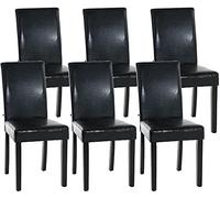 CLP Set di 6 sedie da sala da pranzo Ina ecopelle I Imbottite I Struttura in legno a quattro gambe I Con schienale, Colore:nero, Colore del telaio:nero