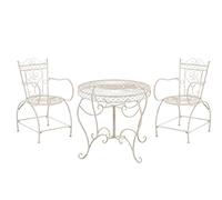 CLP Set Giardino Rustico Sheela in Ferro con Tavolo (Ø 76 CM) + 2 Sedie, Colore:Antico-Crema