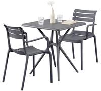 CLP Set Mobili da Giardino Avena Resistente alle Intemperie, con 2 Sedie Impilabili e Tavolo Quadrato 72x72cm, per Balcone, Terrazzo e Giardino, Colore:Grigio Scuro