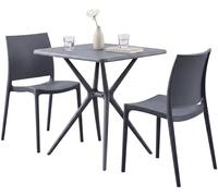 CLP Set mobili da Giardino impilabile Amino con 2 sedie e Tavolo, arredo Balcone in plastica Resistente alle intemperie per Giardino, Balcone, Colore:Grigio Scuro