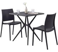 CLP Set mobili da Giardino impilabile Amino con 2 sedie e Tavolo, arredo Balcone in plastica Resistente alle intemperie per Giardino, Balcone, Colore:Nero