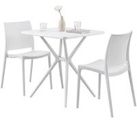 CLP Set mobili da Giardino impilabile Amino con 2 sedie e Tavolo, arredo Balcone in plastica Resistente alle intemperie per Giardino, Balcone, Colore:Bianco