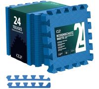 CLP Set tappetino salvapavimento a puzzle 31x31 cm, antiscivolo e impermeabile per palestra, officina e stanza giochi, con bordi, Colore: nero, Contenuto del set: set da 36 pezzi