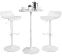 CLP Set Tavolo Bar per 2 Persone Navo, Tavolo Alto Rotondo 60 cm, Sgabelli Regolabili Girevoli con Poggiapiedi | Colore Bianco