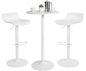 CLP Set Tavolo Bar per 2 Persone Navo, Tavolo Alto Rotondo 60 cm, Sgabelli Regolabili Girevoli con Poggiapiedi | Colore Bianco