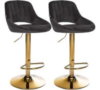 CLP Sgabelli da bar Milet set da 2, regolabili in altezza con schienale, imbottiti in velluto, struttura in metallo girevoli Colore nero Materiale base Metallo effetto cromato