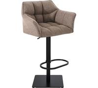 CLP Sgabello Alto Bar Damaso I Sgabello Design Trapuntato Cucina in Stoffa con Braccioli E Schienale Imbottiti, Colore:Marrone Terra, Colore del Telaio:Nero