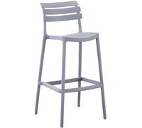 CLP Sgabello Alto con Schienale Rafan, Sgabello da Esterno in plastica Resistente alle intemperie e ai Raggi UV, per Giardino, Fino a 150 kg, Colore:Grigio
