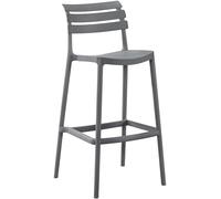 CLP Sgabello Alto con Schienale Rafan, Sgabello da Esterno in plastica Resistente alle intemperie e ai Raggi UV, per Giardino, Fino a 150 kg, Colore:Grigio Scuro