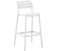 CLP Sgabello alto con schienale Rafan, sgabello da esterno in plastica resistente alle intemperie e ai raggi UV, per giardino, fino a 150 kg Colore:bianco
