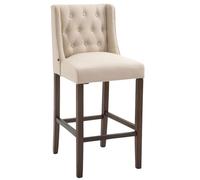 CLP Sgabello Alto Cucina Cassandra In Stoffa E Legno Di Caucciù I Sgabello Fisso Bancone Design Chesterfield I Sedia Bar, Colore:panna, Colore del telaio:antico scuro
