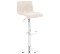 CLP - Sgabello Alto Hoover in Stoffa E Metallo I Sgabello Bar Design Regolabile 59-80 CM I Sedia Sgabello Cucina Girevole 360 con Schienale Crema