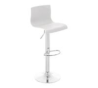 CLP Sgabello Alto Hover In Polipropilene E Metallo I Sgabello Bar Design Regolabile 59-80 CM, Colore:bianco, Materiale base:Metallo effetto cromato