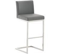 CLP Sgabello Alto in Acciaio Inox Paros in Similpelle I Sgabello Bar Seduta 77 cm I Sgabello Design con Schienale, Colore:Grigio