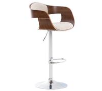 CLP Sgabello Alto Rétro Kingston Con Braccioli I Sgabello Bar Girevole In Stoffa E Legno Regolabile 63-77 CM, Colore:noce/crema