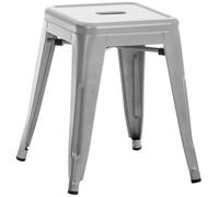 Panchetto Multiuso Armin in Metallo I Sgabello Industriale Impilabile I Sgabello Fisso Urban da Cucina Alt. 46 CM I Carico Max 200 kg, Colore:Argento