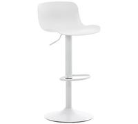 CLP - Sgabello Bar Almada In Polipropilene I Sedia Alta Bancone Girevole 360 E Regolabile 57-78 CM I Sgabello Alto Con Schienale E Poggiapiedi Bianco