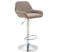 CLP Sgabello Bar Braga in Stoffa I Sedia Cucina con Schienale E Braccioli Regolabile in Altezza, Colore:Tortora, Colore del Telaio:Cromo