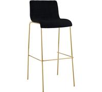 CLP Sgabello Bar con Schienale Hover, Impilabile con Rivestimento in Tessuto, Struttura in Metallo Effetto Oro, Regge Fino a 150 kg, Colore:Nero