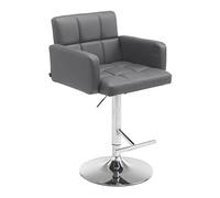 CLP Sgabello Bar Design Los Angeles I Sedia Sgabello Imbottita in Similpelle I Sgabello Girevole con Braccioli E Schienale, Colore:Grigio, Colore del Telaio:Cromo