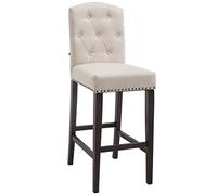 CLP Sgabello Bar E Cucina Louise Chesterfield I Sgabello Alto Imbottito In Stoffa I Sgabello Capitonné Design, Colore:crema, Colore del telaio:antico