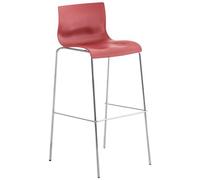 CLP Sgabello Bar Hover In Polipropilene I Sgabello Fisso Alto In Metallo, Colore:rosso, Colore del telaio:cromo