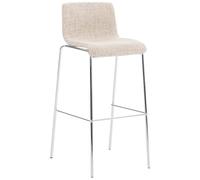 CLP Sgabello Bar Hover in Stoffa I Sgabello Alto Design 4 Gambe in Metallo I Sedia Sgabello Impilabile con Schienale, Colore:Crema, Colore del Telaio:Cromo