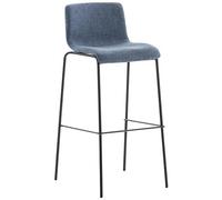 CLP - Sgabello Bar Hoover in Tessuto I Sgabello Alto Design 4 Gambe in Metallo I Sedia Sgabello Impilabile con Schienale I Sgabello Bancone H 76 CM Bl