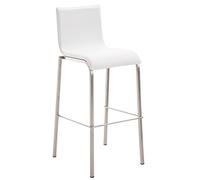 Sgabello Bar Impilabile Avola In Acciaio E Similpelle I Sedia Alta Da Cucina Con Schienale Altezza Seduta 78 CM, Colore:bianco