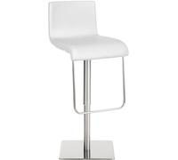 CLP Sgabello Bar Limon in Similpelle E Metallo I Sgabello Bancone Imbottito Regolabile 55-78 CM, Colore:Bianco, Colore del Telaio:Acciaio Inossidabile