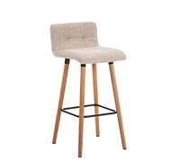 CLP Sgabello Bar Lincoln in Stoffa Trapuntata E Telaio in Legno di Faggio I Sgabello Alto da Cucina Seduta 75 CM, Colore:Crema