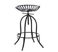 CLP Sgabello Bar Mimosa In Metallo I Sgabello Industriale Vintage Regolabile 70-90 CM I Sedia A Sella Bancone Cucina, Colore:nero