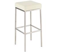 CLP Sgabello Bar Montreal Imbottito in Similpelle I Sgabello Panchetto Design Cucina Bar I Sgabello Bancone Alt. 80 CM, Colore:Crema, Colore del Telaio:Acciaio Inossidabile