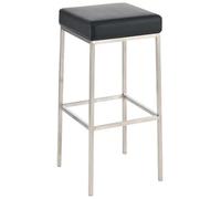 CLP Sgabello da Bar Montreal I Sgabello da Bar Imbottito con Rivestimento in Finta Pelle I Sgabello da banco con Struttura in Metallo, Colore:Nero, Colore del Telaio:Acciaio Inossidabile